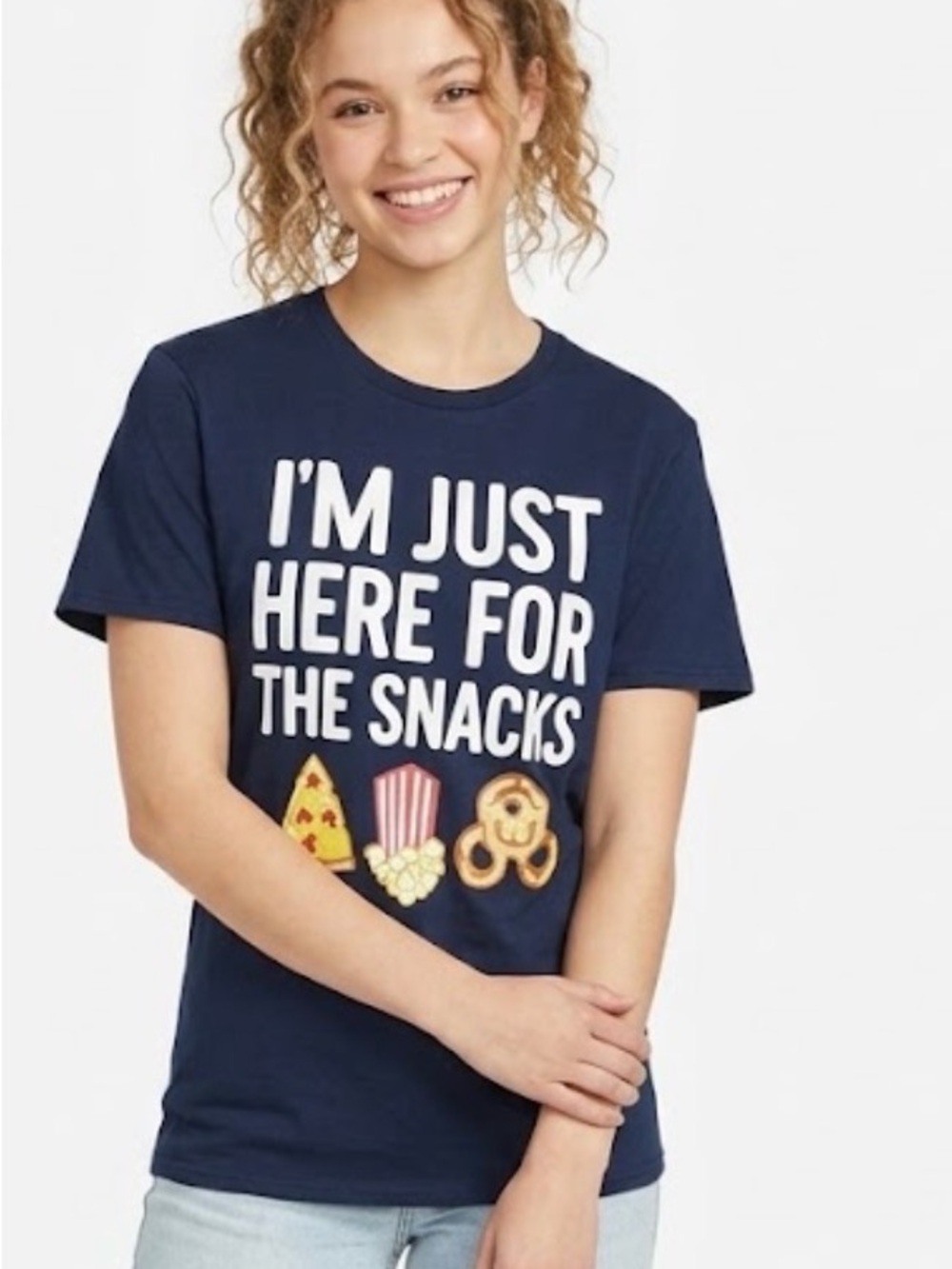 Disney Navy Graphic Tee with Snack Icons
